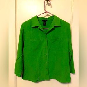 Ann Carson Kelly Green Silk Blouse Size M.